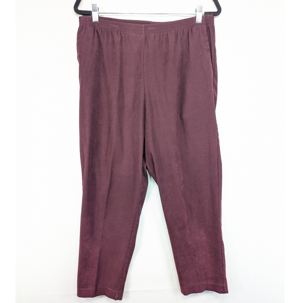 Alfred Dunner‎ Petite 14P Burgundy Wine Elastic Waist Pull On Straight Leg Pants
